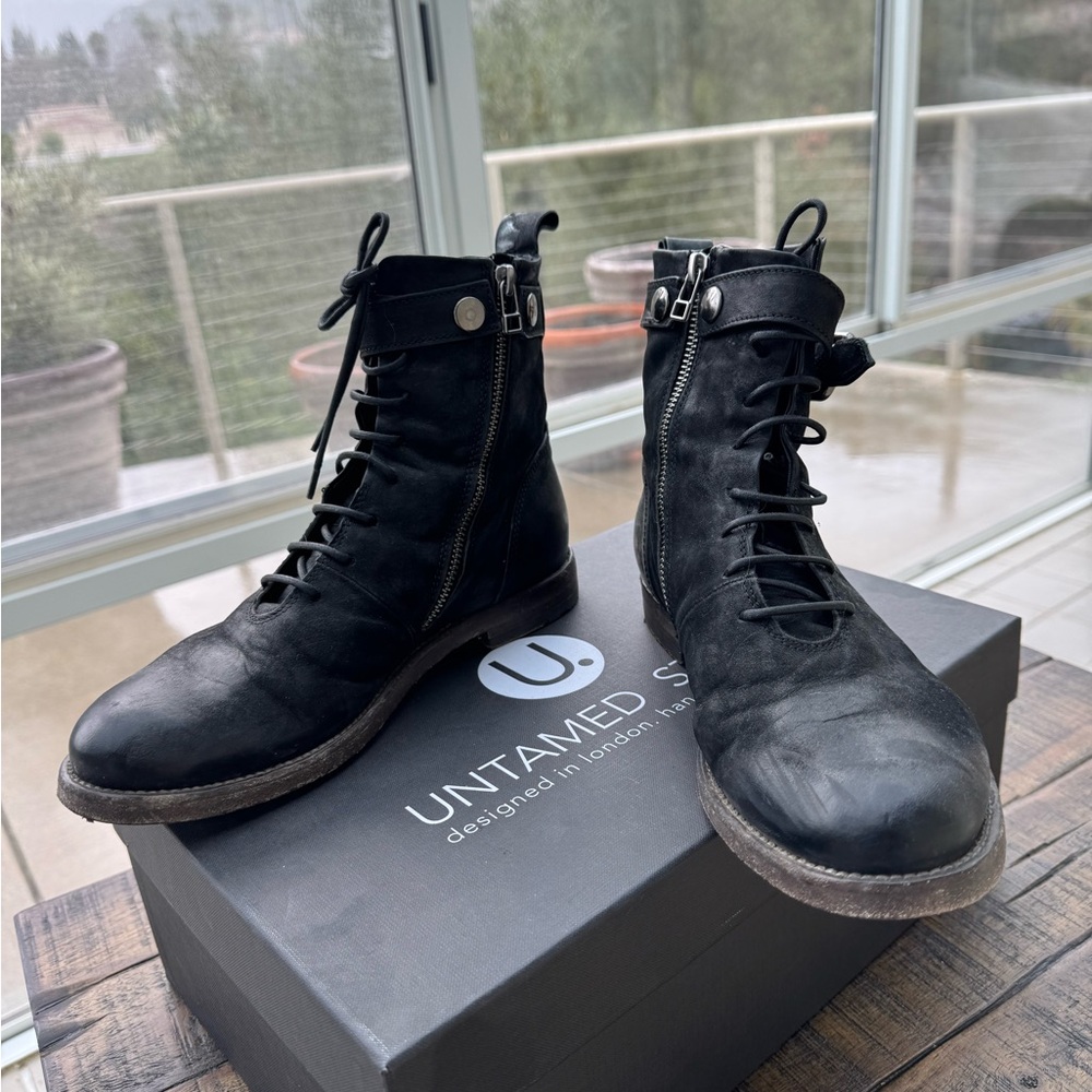 Black Leather Ankle Boots